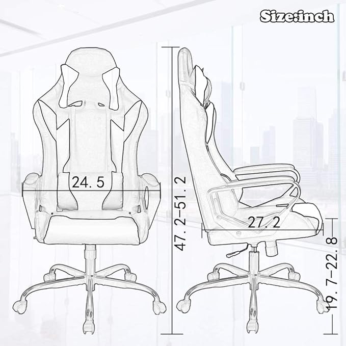 Gaming Chair Office Chair Ergonomic High-Back Racing Desk Chair with Lumbar Support and Headrest – PU Leather Computer Chair for Adults Adjustable Reclining Swivel Chair (Camo)