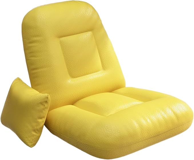 Adjustable Floor Sofa Chair 5-Position Multiangle Padded Floor Chair Cushioned Back Support Versatile Video Game Chairs for Meditation Seminars Reading TV Watchin Yellow- Technical Cloth