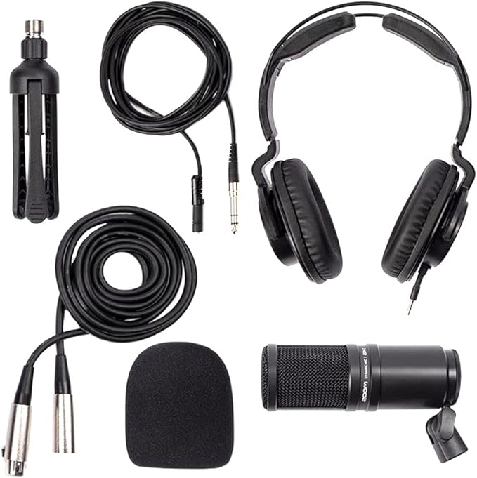 Zoom ZDM-1 Podcast Mic Packs with StreamEye BOOMARM1 Microphone Boom Arms and Microphone Pop Filters (Two-Pack)