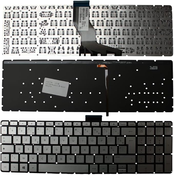 Power4Laptops French Layout Backlit Silver Replacement Laptop Keyboard Compatible with HP Pavilion 15-ab037TX