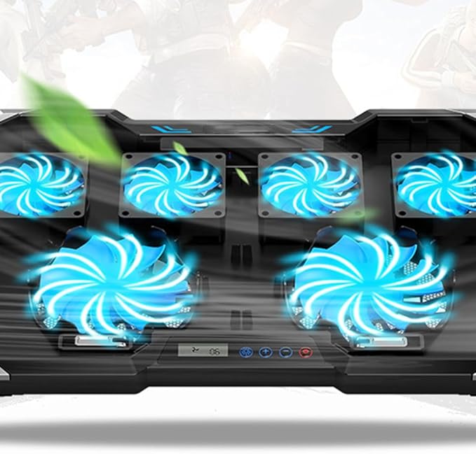 RGB Laptop Cooling Pad Adjustable Height USB Powered Quiet Fan LED Light Base for Gaming and Work