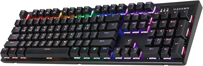 Abko Hacker K560 Moving Led Hotswap Gaming Mechanical Keyboard Rainbow Moving Led Viki Type Quick Swap Dual Injection [Korean-English Layout] (Brown Switch)