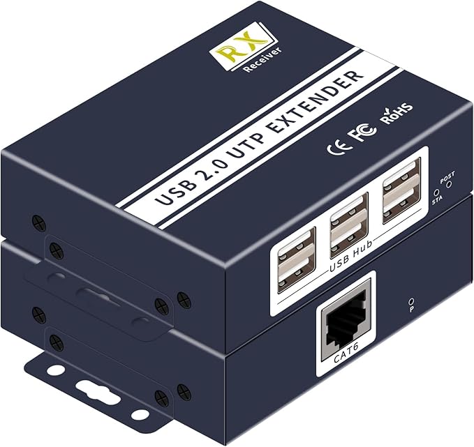 usb extender over ethernet cat5e cat6/7 up to 492FT/150m6 Port UBS2.0Plug and Playusb ethernet extender over rj45. No DriverSupports All Operating System Keyboard and Mouse Over Ethernet. (cat5e)
