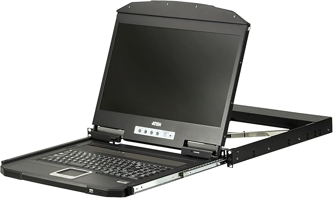 ATEN CL3100NX Sliding USB VGA Ultra Short Depth Single Rail Console with Widescreen 18.5 LCD