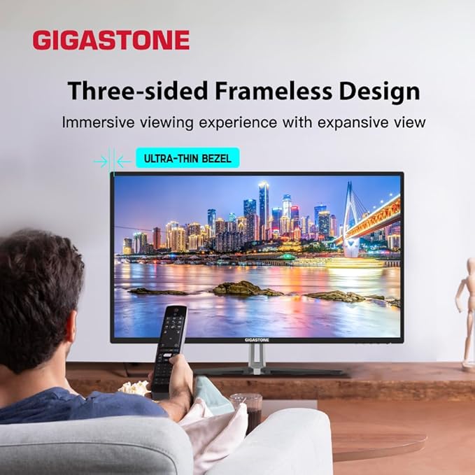 Gigastone 32 inch IPS LED Back Light Monitor 75Hz FHD 1920 x 1080 178° Wide View Frameless Computer Monitor 5ms Eye Care Technology Ergonomic Tilt VESA Mount HDMI VGA