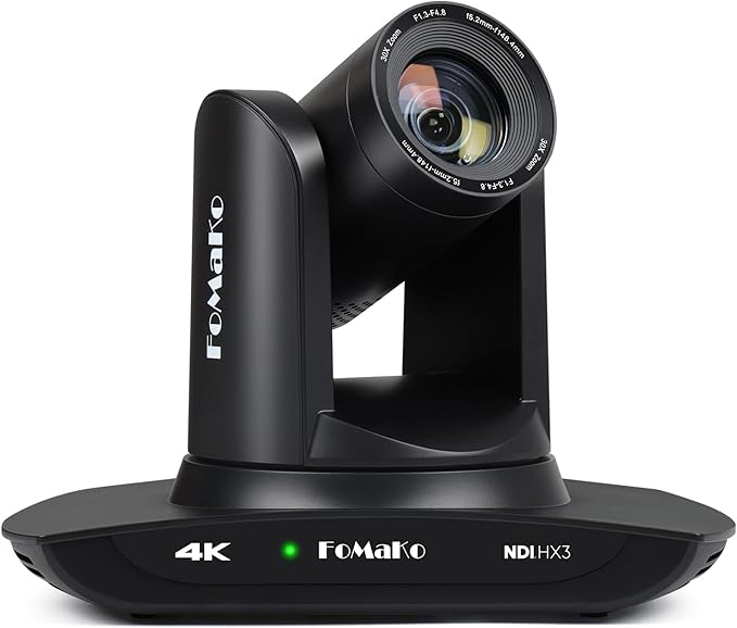 FoMaKo K30NS 4K 30x Optical Zoom PTZ Camera with NDI 6 &amp NDI HX3 AI Auto-Tracking Gen 3 3G-SDI/LAN/USB3.0/HDMI – Professional Live Streaming Camera for Church Worship Education &amp Conferenc