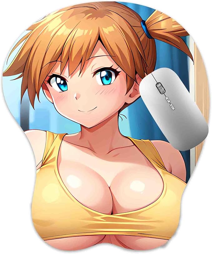 3D Mouse Pad Oppai Mousepad with Soft Gel Wrist Rest Anime Manga Gaming Boob pad Anti-Slip Mouse Mat （Mist）