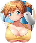 3D Mouse Pad Oppai Mousepad with Soft Gel Wrist Rest Anime Manga Gaming Boob pad Anti-Slip Mouse Mat （Mist）