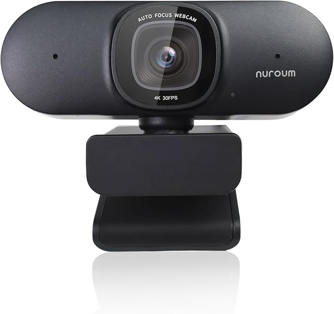 NUROUM V32AF 4K Webcam for PC Adjustable FOV Premium CMOS Autofocus Auto-Framing Noise Canceling Microphones USB Plug&ampPlay Web Camera for Desktop/Laptop/Mac Video Calls w/Zoom/Teams/Google M