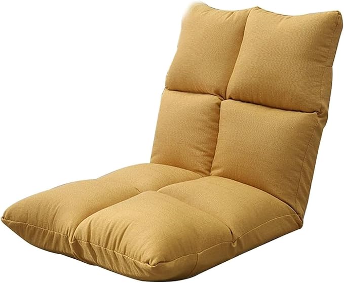 ELEFOCUS Folding Sofa Chair Folding Floor Chair 5 Gears Adjustable Leisure Meditation Chair with Backrest for Living Room(Yellow)