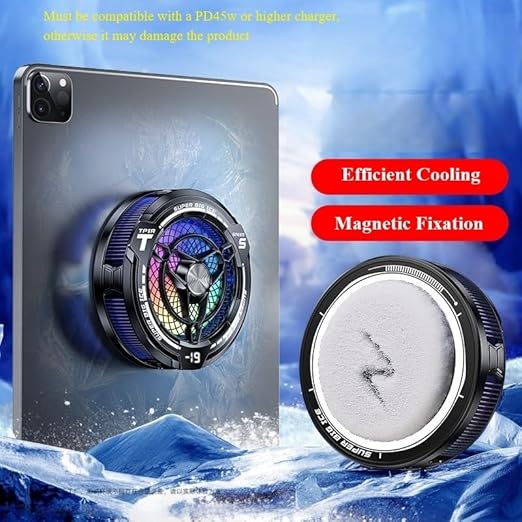 FS12 38W Semiconductor Tablet Cooler Large Area Powerful Cooling Magnetic RGB Cooler Radiator for Pad/Gaming