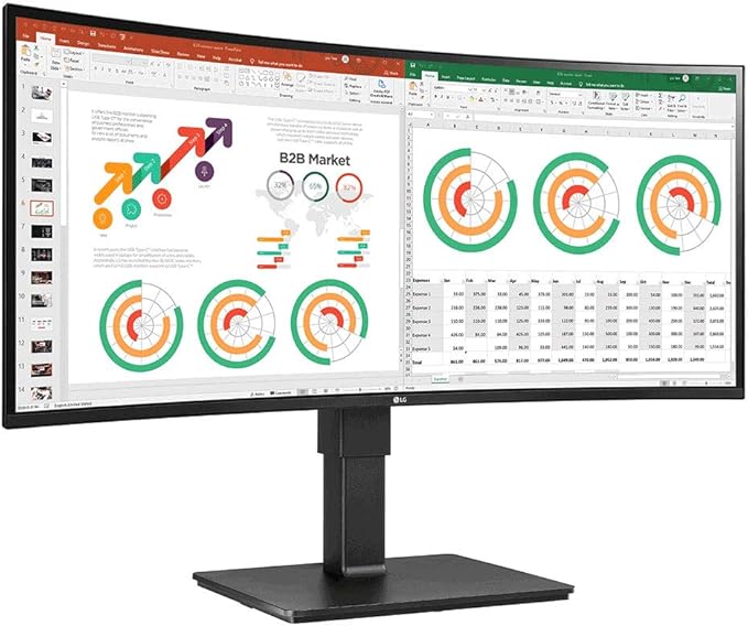 LG 34” TAA IPS QHD UltraWide Curved Monitor (3440x1440) with 21:9 Aspect Ratio HDR10 sRGB 99% Color Gamut Dual Controller &amp MaxxAudio Black (34BN770-B)