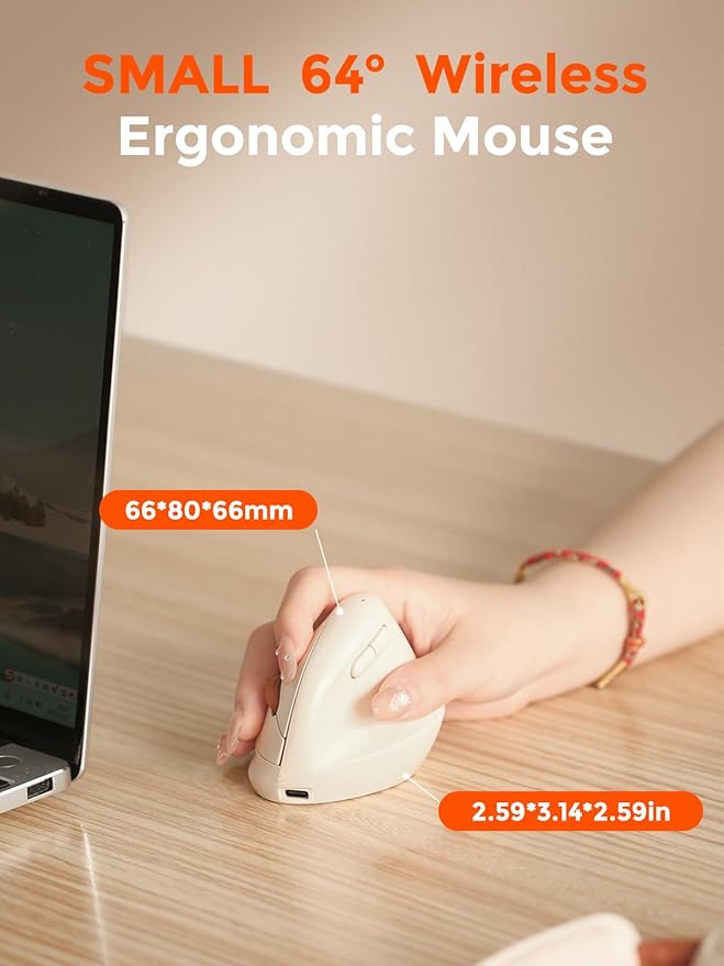 DAREU Ergonomic Vertical Wireless Mouse for Small Hands2.4GHz / BT Optical Vertical Mice with Ergo Design for Comfort and Reduced Wrist Strain3 Multi-Device Connectivity for Computer/PC/Laptop