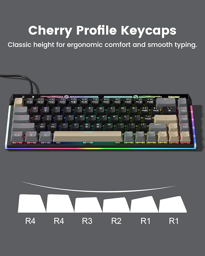 VK68 65% Gaming Keyboard Wired Backlit Mini Keyboard Ultra-Compact Anti-Ghosting No-Conflict 68 Keys Gaming Wired Keyboards for PC Laptop Windows Gamer Black