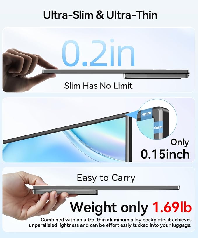 Wireless Portable Monitor for Laptop 15.6 Portable Monitor with Battery-1080P FHD Second Screen for Home &amp Office AirPlay &amp Miracast Casting No Cables or Drivers Needed(with Bag)
