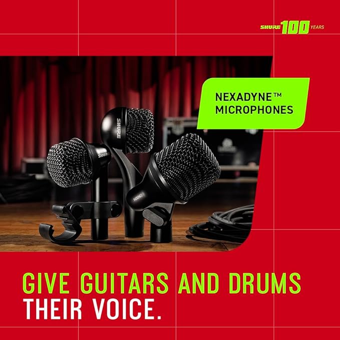 Shure Nexadyne 2 Kick Drum Microphone with Revonic Technology - Supercardioid Dynamic Mic for Pro Performance Enhanced Frequency Range &amp Noise Reduction Dual-Engine Transducers (NXN2)