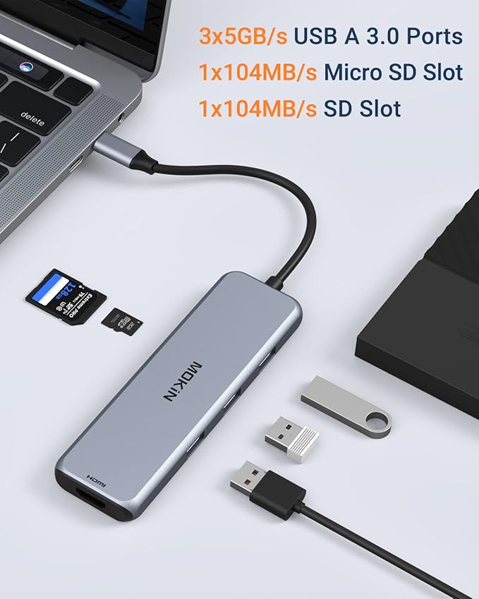 Docking Station Dual DisplayPort MOKiN USB C Hub Dongle with 2 DP HDMI 3 USB A 3.0 SD &amp microSD Slot PD Charging Port for MacBook/Dell XPS/Steam Deck/HP/Lenovo ThinkPad/Microsoft Surface