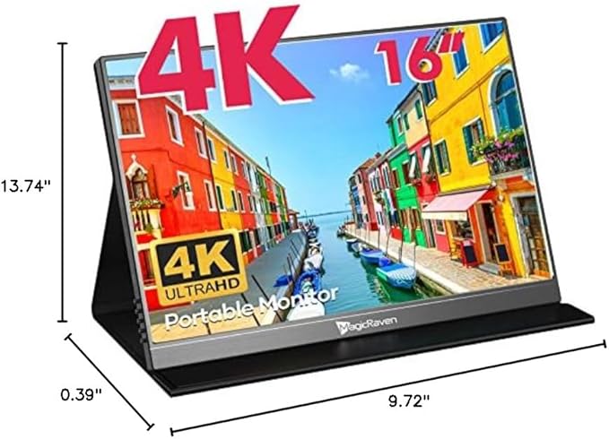 4K Portable Monitor 16 3840x2400 IPS Laptop Screen 1500:1 400 Nits Screen USB C HDMI Computer Gaming Display with Speakers &amp Smart Cover Travel Monitor for PC Phone PS5/4 Xbox Switch