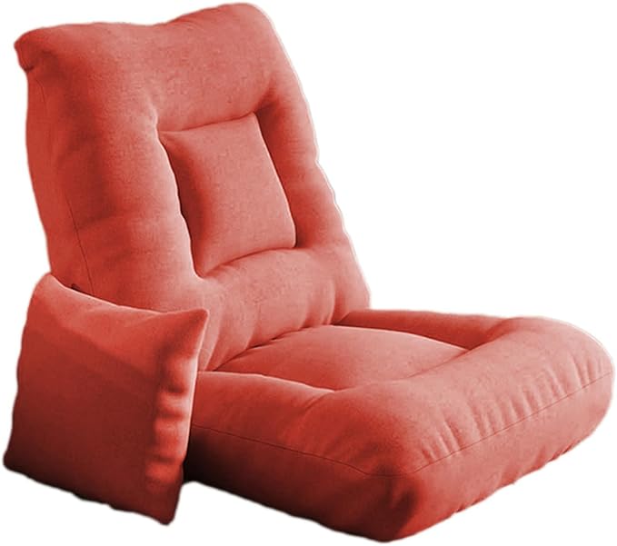 Floor Folding Chair Gaming Sofa Recliner with 5 Adjustable Backrest Bedroom Balcony Armless Reading Chair for Living Room No Assembly Required(Orange)