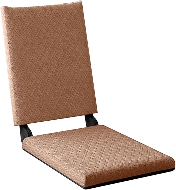 GIZNXBA Floor Chair Adjustable Meditation Chair Padded Floor Chair with 5 Adjustable Positions Folding Floor Gaming Chair Soft Floor Seat for Living Room Bedroom Yoga Room(/Khaki A)