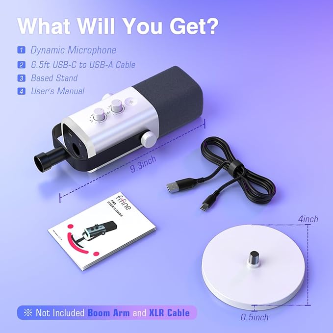 FIFINE XLR/USB Gaming Microphone for Streaming Podcasting PC Computer RGB Mic with Gain Knob Mute Button Monitoring Jack Gamer Mic for Recording Video Creation-AmpliGame AM8 White