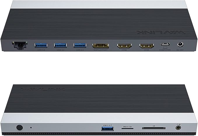WAVLINK USB C Docking Station 4K Triple Display (2 HDMI + 1 Displayport) with 100W PC Charging Gigabit Ethernet 4 USB 3.0 SD/TF Card Slot Audio for Dell HP MacBook Lenovo and Other USB C Laptops