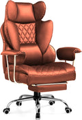 COMHOMA Big and Tall Office Chair Leather High Back Leather Gaming Chair with Footrest Executive Ergonomic Office Chair with Pocket Spring Lumbar Support and with Outward Fixed Soft Armrests