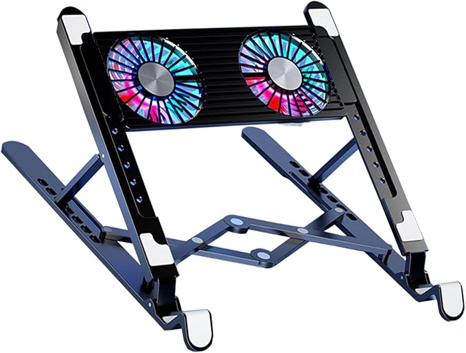LED Laptop Cooling Pad Gaming Coolers Fan Stand with Quiet Fan Folding Bracket for Laptop