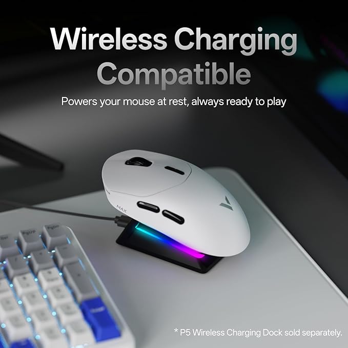 Rapoo VT2 MAX Wireless Gaming Mouse True 8K Wireless Polling Rate 53g Lightweight Up to 750 Hr Battery Nordic nRF54L15 MCU 120-Million Optical Switch 10 Programmable Buttons Macro Enabled
