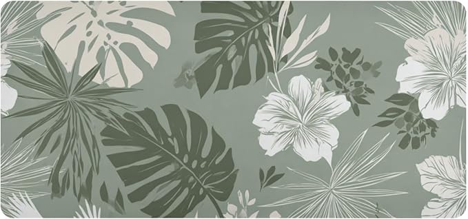 Mouse Pad Desk Mat Leather Desk Pad Large Gaming Desk Cover Protector Mat for Keyboard Computer Laptop Office Waterproof 47.2 x 23.6 Inch Tropical Palm Leaves Birds Flowers