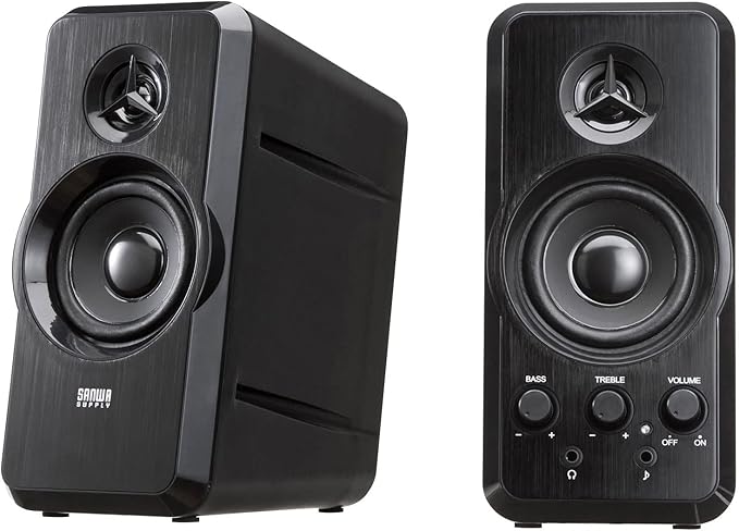 Sanwa Supply MM-SPL6BKN Multimedia Speaker 20W 0.1 inch (3.5 mm) Stereo Mini Jack Connection