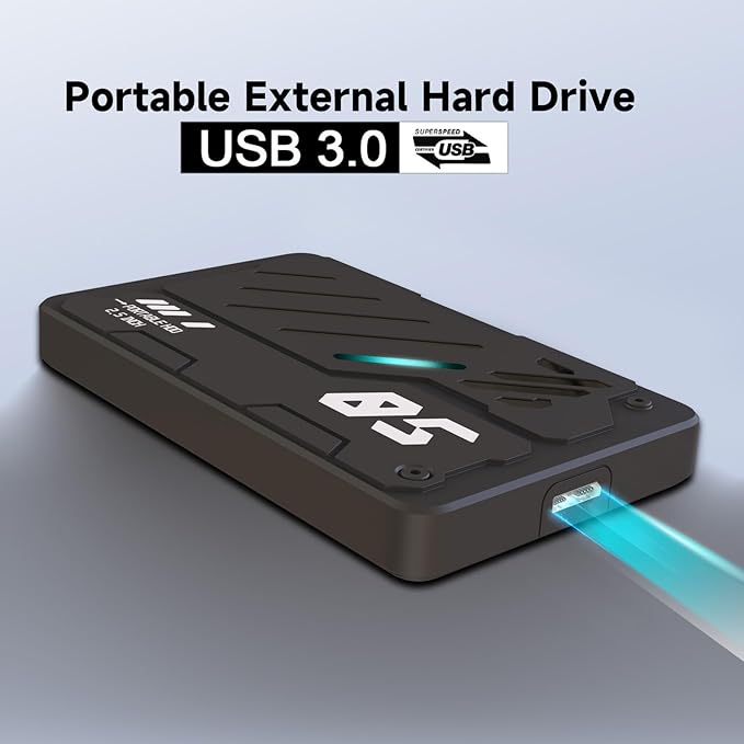 Ultra Slim Portable External Hard Drive USB 3.0 HDD Storage for PC Laptop Mac Xbox one PS4 PS5 (500GB)
