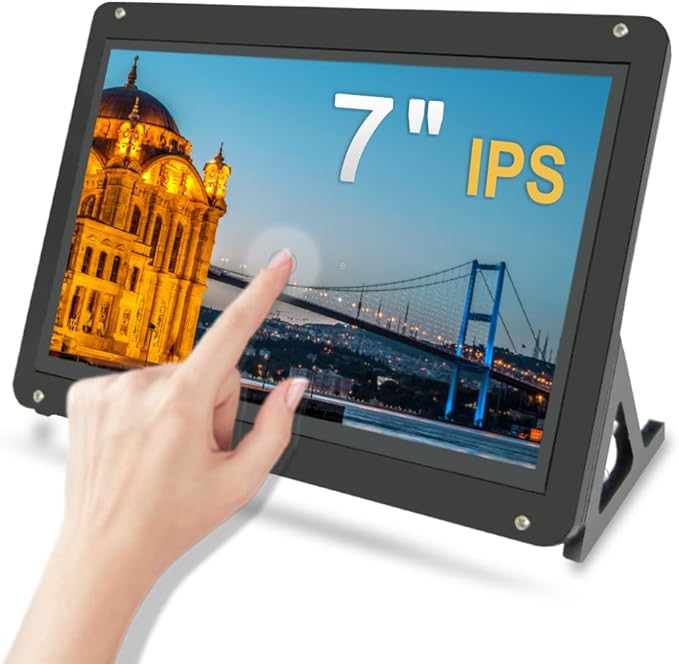 7 inch Raspberry Pi Monitor Touchscreen with Case Touch Display 7 inch LCD Screen 1024x600 IPS Small HDMI Monitor Speakers for Win Driver Free