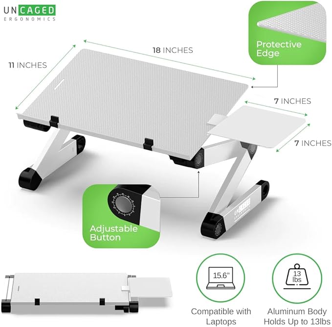 Uncaged Ergonomics Adjustable Keyboard Tray Silver Keyboard Tray Ergonomic Wrist Support Portable Universal Aluminum
