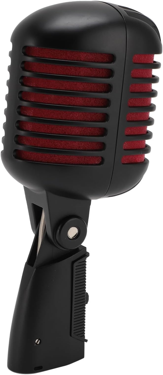 Vintage Dynamic Microphone Zinc Alloy Cardioid Mic with High Signal Output for Studio and Stage Performance (Black)