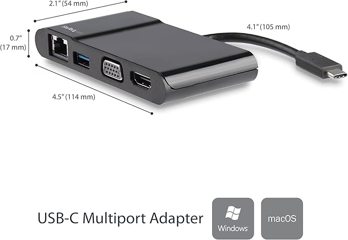 StarTech.com USB-C Multiport Adapter - USB-C Travel Dock with 4K HDMI or 1080p VGA Gigabit Ethernet 5Gbps USB-A 3.0 - Discontinued Limited Stock &amp Replaced by DKT31CHVL (DKT30CHV)