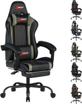 Ergonomic Gaming Chair with Footrest and Lumbar Massage Racing Office Chair High Back Computer Desk Chair with Headrest Pillow for Adults Video Game Chair for PC Gamer (1001-Gray)
