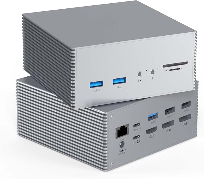 Tiergrade Upgraded Universal USB-C 4K Triple Display Docking Station with Charging Support for MacBook Pro &amp Windows Type C Systems (2 4K DP HDMI 6 USB Ports 60W USB PD)Extended Display for ma