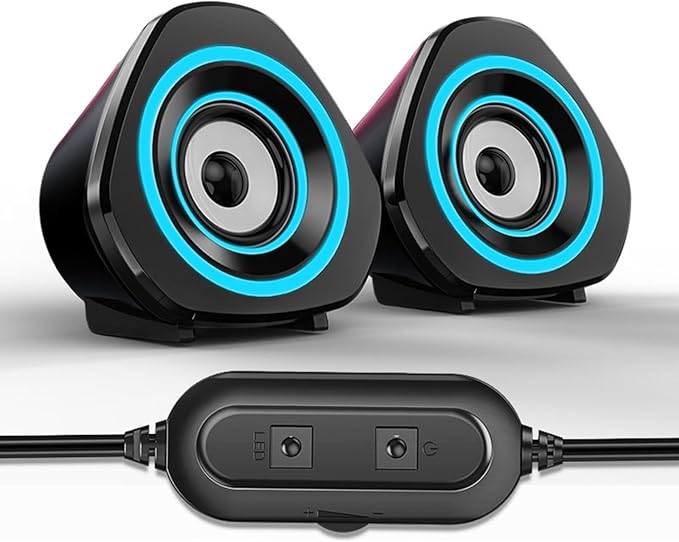 Tyenaza PC Computer Speakers Home Speaker Set Laptop Speakers USB Powered Sound Box with RGB Atmospheric Lights (Blue Light)