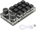 Qqmora One Handed Mechanical Gaming Keypad Green Shaft Shortcut Programmable Keyboard 12 Keys 2 Knobs for OfficeConsole