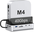 Qwiizlab 40Gbps Mac mini M4/M4 Pro Stand Hub with NVMe SSD Enclosure Docking Station with USB-C 10Gbps USB-A 10Gbps TF/SD 4.0 Card Readers 312MB/s USB-A 2.0 Fits M.2 PCIe up to 8TB