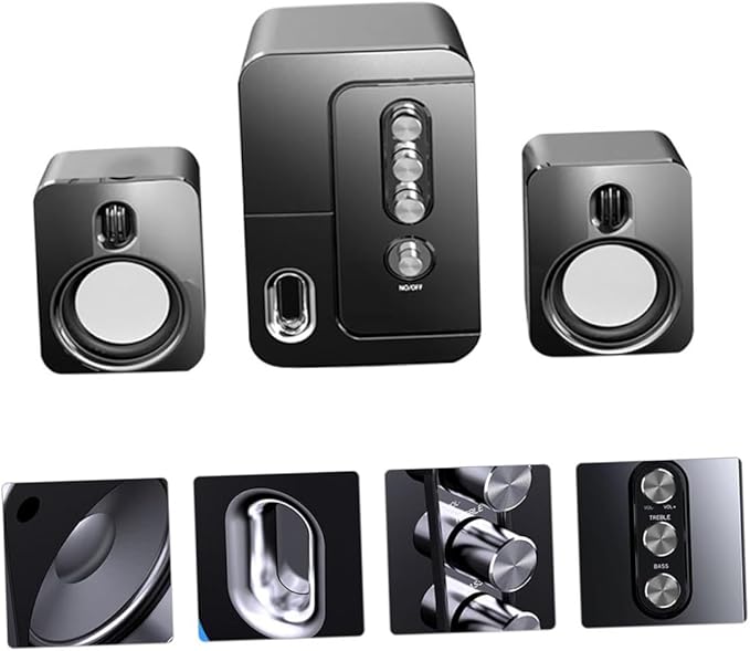 USB Desktop Computer Speakers with 3D Surround Sound and Deep Bass Portable Versatile Office Speaker for Laptop and Pc Black
