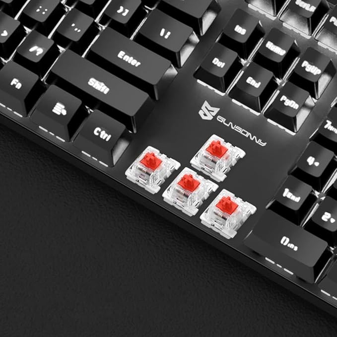 Mechanical Keyboard Gaming Keyboard | Red Switch White Backlit Keyboard | 104 Keys US Layout | Wired Gaming Keyboard | Hot Swappable Mechanical Keyboard | PC Gaming Keyboards (Black)