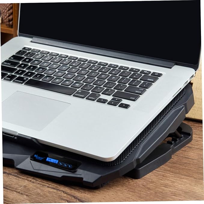 BESPORTBLE Silent Laptop Cooling Stand with Powerful Fans for Notebooks Ergonomic Desktop Support Stable Sturdy Design Relieves Neck Low Energy Consumption Black Model