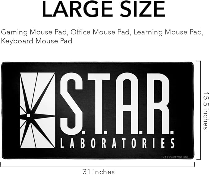 The Flash TV Series Star Labs Logo Large Gaming Mouse Pad Desk Mat with Stitched Edges Non-Slip Base for Gamer Home and Office 31.5 x 15.7