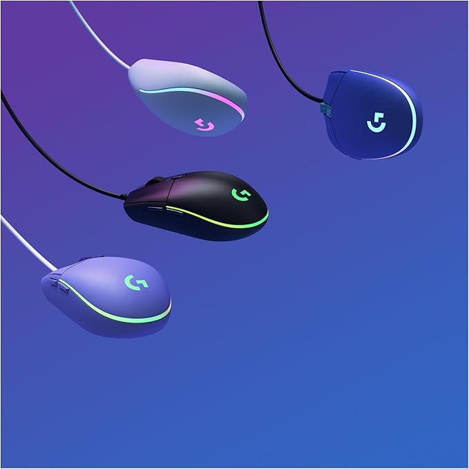 Logitech G203 Prodigy Wired Gaming Mouse 8000 DPI RGB Lightweight 6 Programmable Buttons On-Board Memory Compatible with PC/Mac - Blue