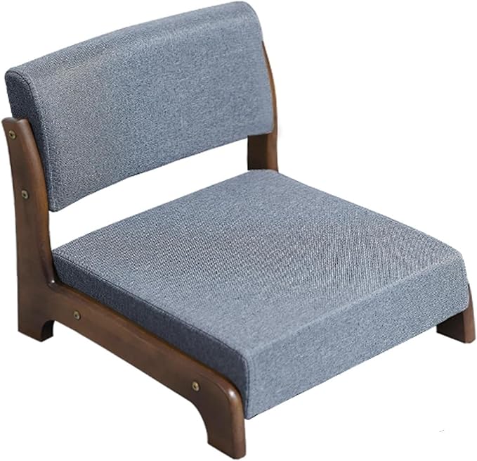 BTZHY Floor Chair Solid Wood Tatami Chair Back Stool Dormitory Bed Chair Window Seat Floor Room Chair Legless Chair(D)