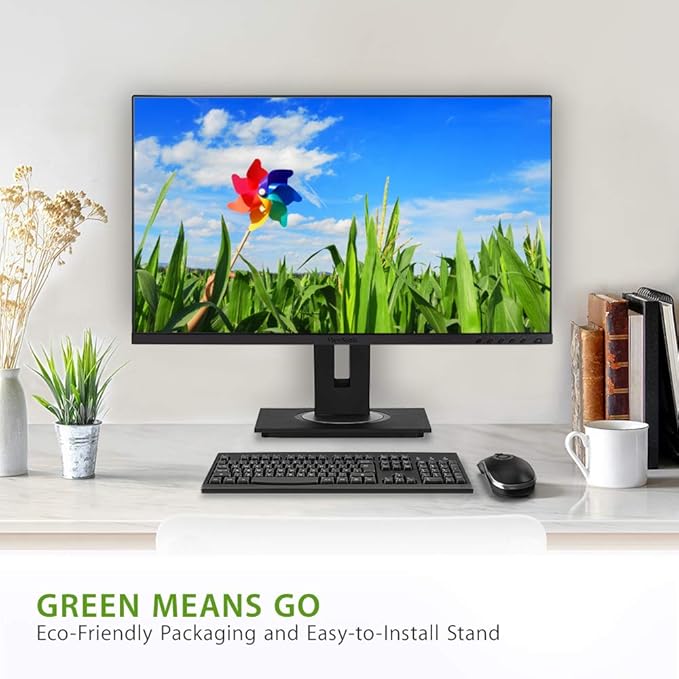 ViewSonic VG2455-2K 24 Inch IPS 1440p Monitor with USB C HDMI DisplayPort and 40 Degree Tilt Ergonomics for Home and Office