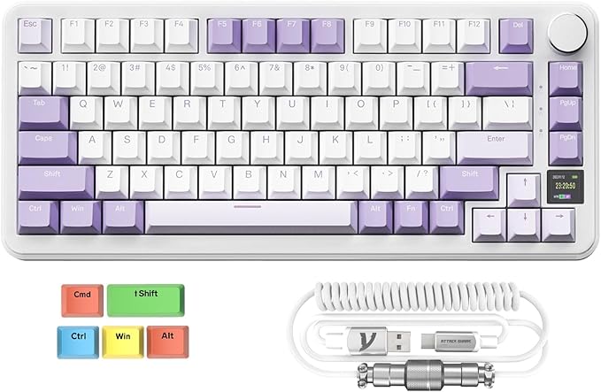 MAGIC-REFINER Attack Shark X85PRO 75% Wireless Mechanical KeyboardTFT Smart Display&ampKnobBT/2.4G/Wired Custom Gaming KeyboardGasketHot-SwapRGBwith Pro Cable&amp5 Color PBT Keycapsfor PC/MAC