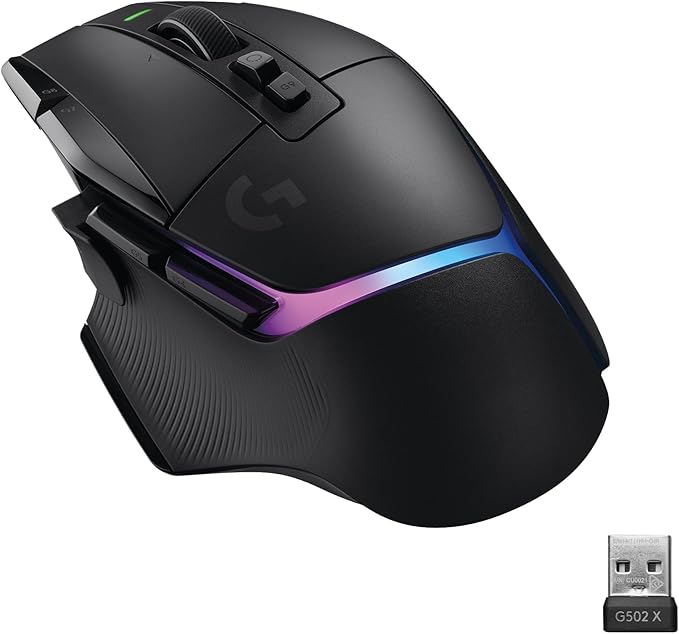Logitech G G502 X PLUS LIGHTSPEED Wireless RGB Mouse for Gaming - Optical Mouse with LIGHTFORCE Hybrid Breaker  LIGHTSYNC RGB HERO 25K Gaming Sensor Compatible with PC - MacOS/Windows - Black